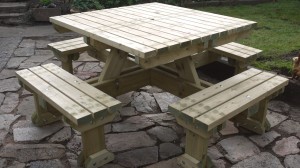 Multi seat picnic bench - The Wooden Workshop Bampton Devonable, can seat 8 people.