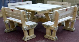 Multi Seat Picnic Bench Bampton with backs. The Wooden workshop Bampton Tiverton Devon