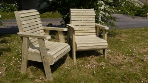 Bespoke Chunky Roll Top Garden Chairs - The Wooden Workshop Bampton Devon