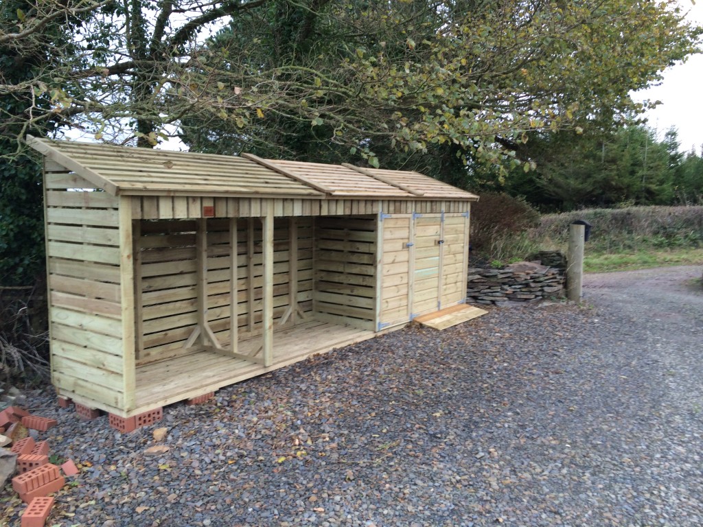 log store with bin cupboards