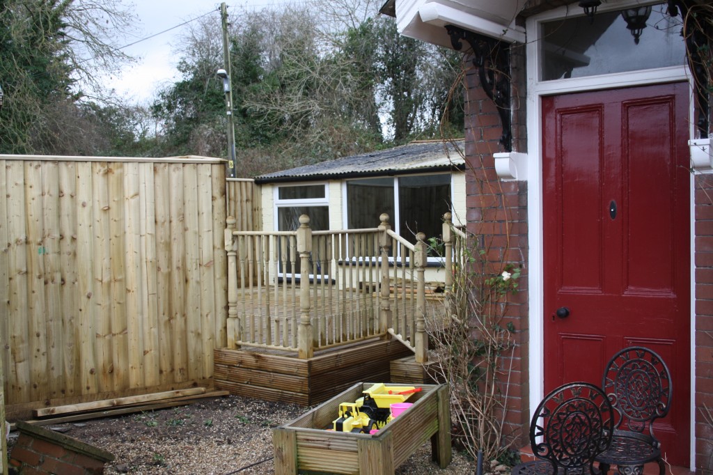 Decking and patio. The Wooden Workshop, Bampton, Devon.