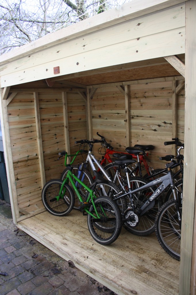 Bike shed fitted. The Wooden Workshop, Bampton, Devon.