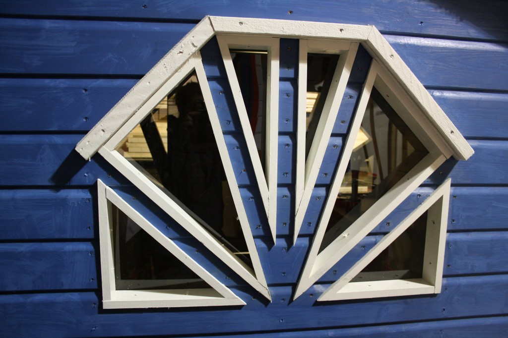 Playpod rear window. The Wooden Workshop. Bampton, Devon.