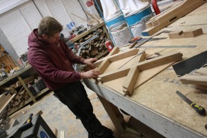 Ben, Making cross beams. The Wooden Workshop, Bampton, Devon. Roundup 13.