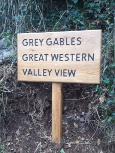 Engraved oak signs. The Wooden Workshop, Oakford, Devon.