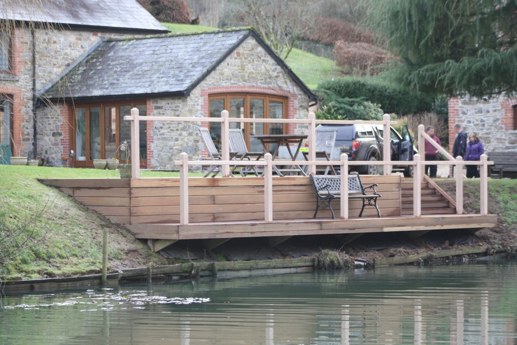 Waterfront decking, The Wooden Workshop. Oakford Devon.