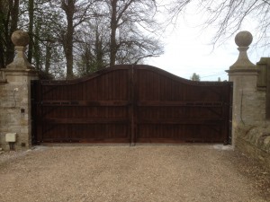 Rear of gates, Oak security, The Wooden Workshop, Oakford, Tiverton, Devon.