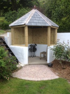 Slate roofed arbour, The Wooden Workshop, Oakford, Devon