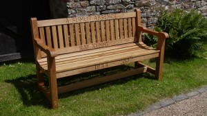 engraved bench set,The Wooden Workshop, Oakford Tiverton Devon.