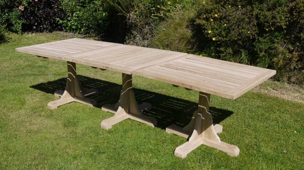 Interlocking oak garden tables set, The Wooden Workshop, Oakford, Devon.