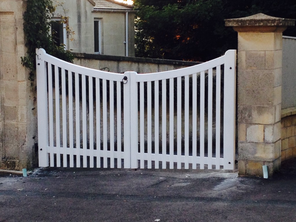 White Redwood gates, The Wooden Workshop, Oakford, Devon.