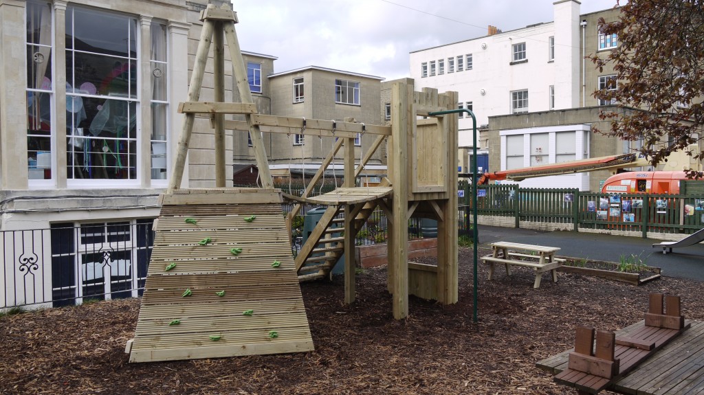 dual tower Play equipment - The Wooden Workshop Oakford Devon
