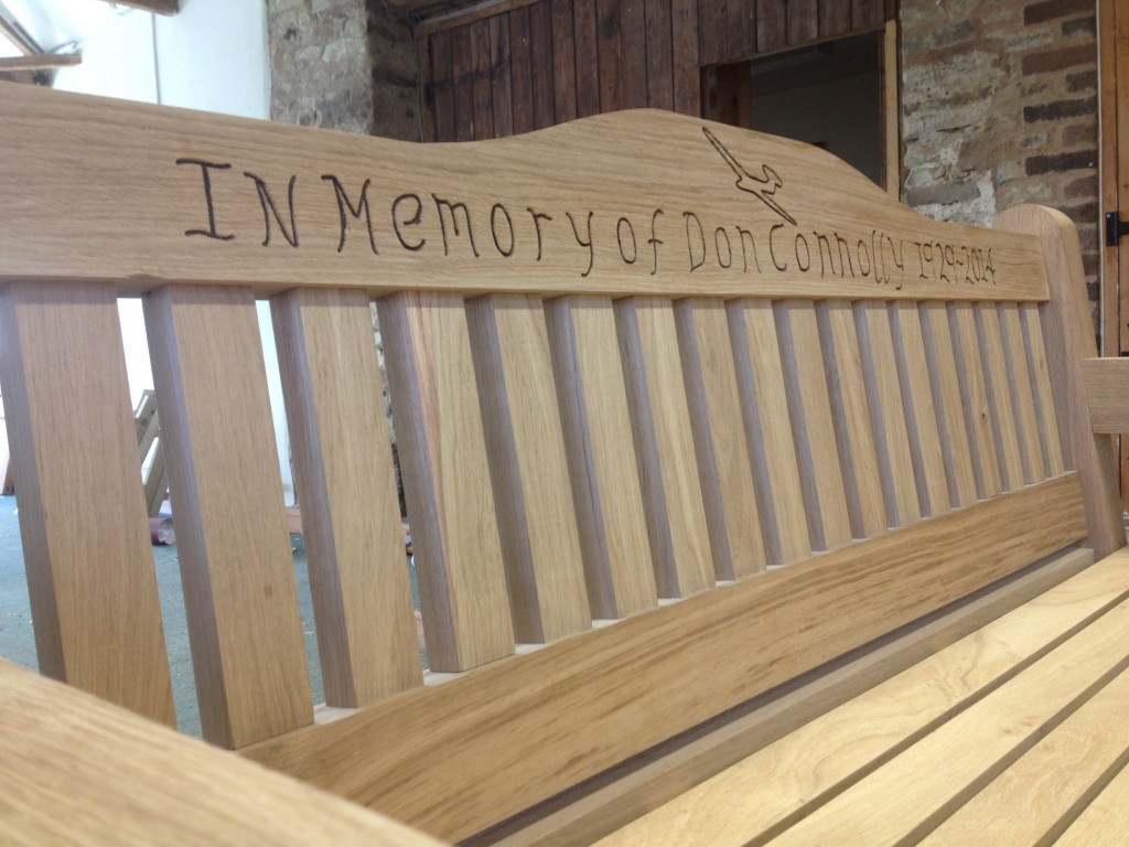 Memorial bench with engraving