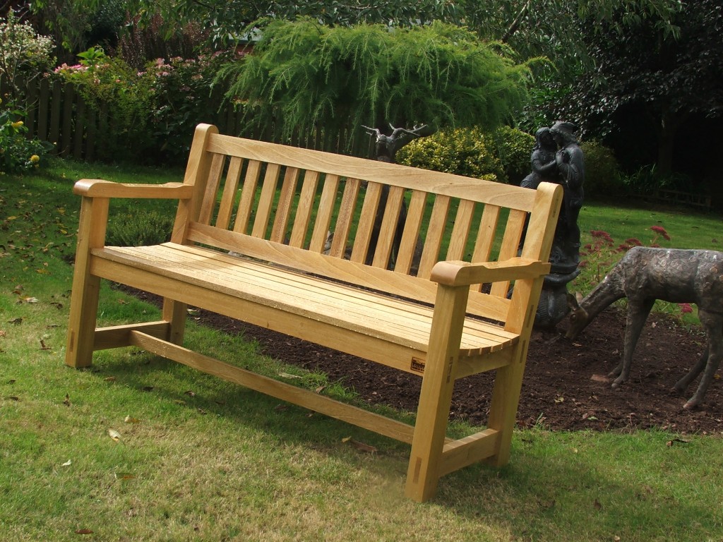 5ft hardwood garden bench constructed from idigbo well built and can be engraved as a memorial bench