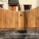 Iroko Curved Gates - The Wooden Workshop Oakford Devon