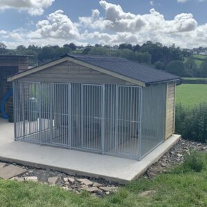 Timber dog kennels with galvanised bars The Wooden Workshop Bampton Devon