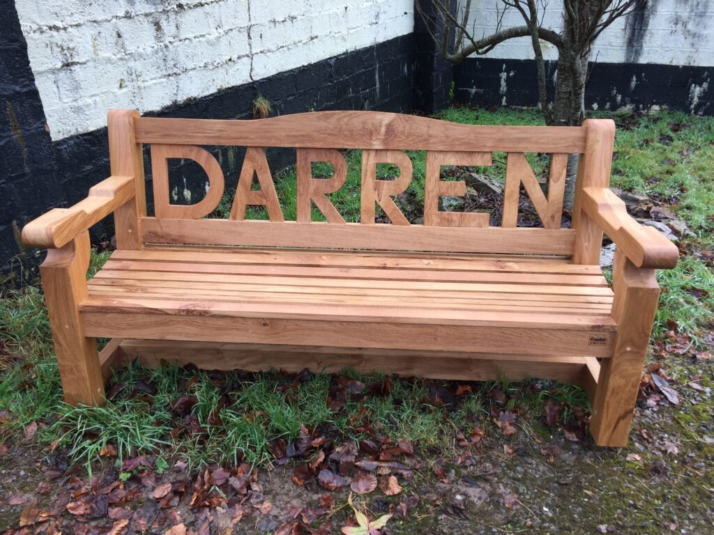 Large letter named bench - The Wooden Workshop Bampton Devon