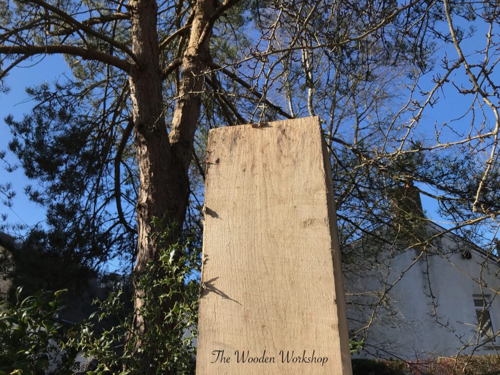 Oak Gate post shaping - The Wooden Workshop Bampton Devon