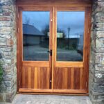 A pair of French doors constructed from Iroko