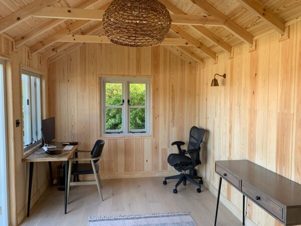 Internal lining of our timber garden office